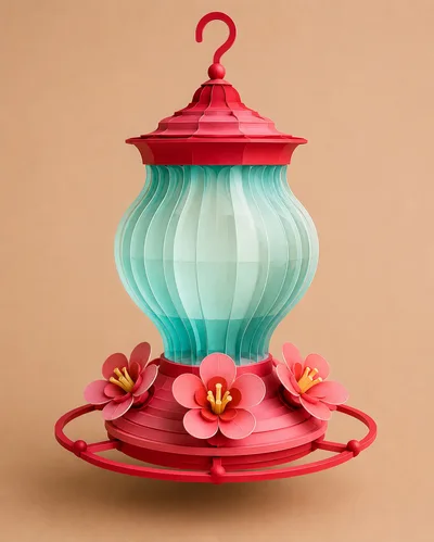 Decorative Hummingbird Feeder With Floral Accents