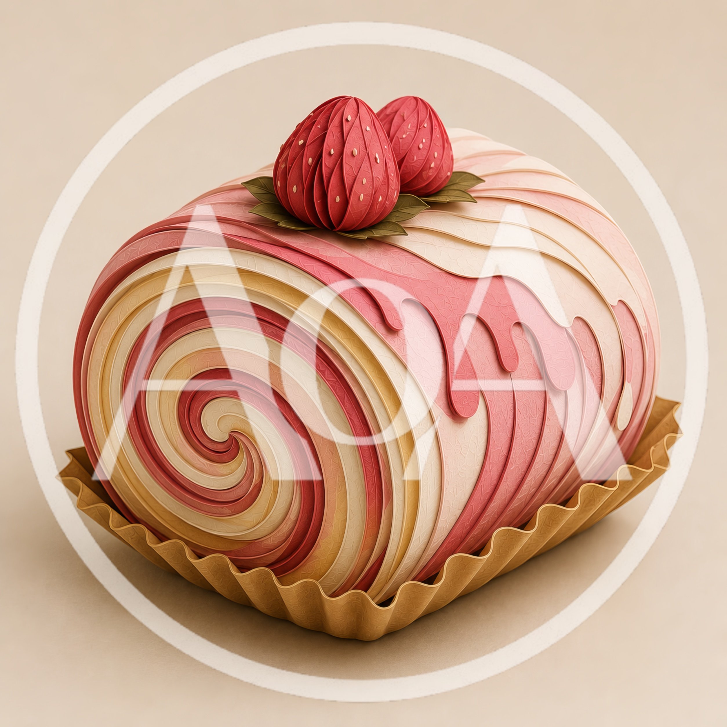 Paper Quilling Art Of A Strawberry Swiss Roll Cake