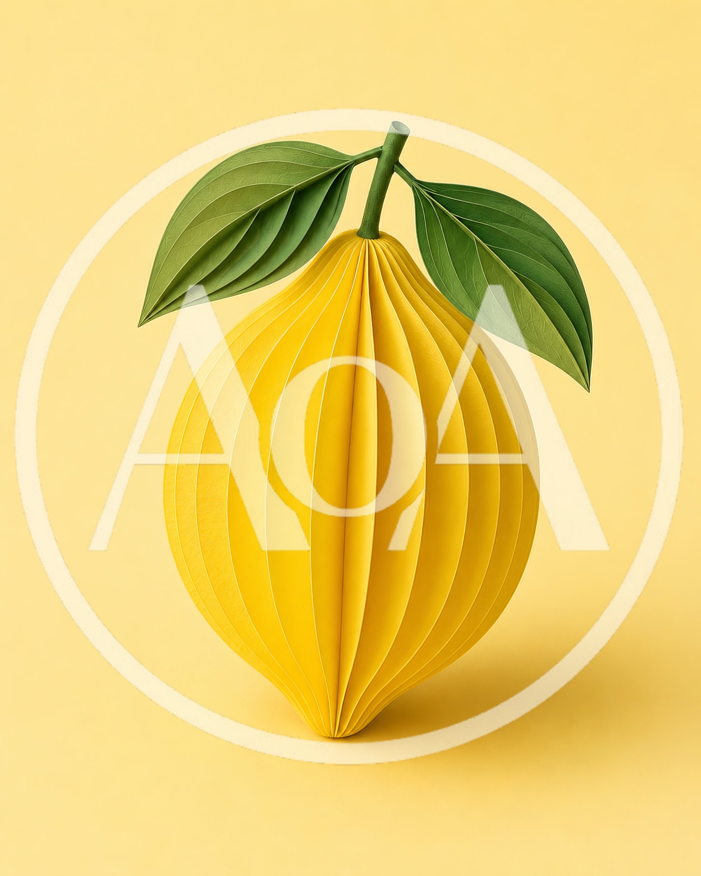Paper Craft Lemon Sculpture on Yellow Background