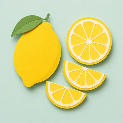 Paper Craft Lemon Fruit Illustration