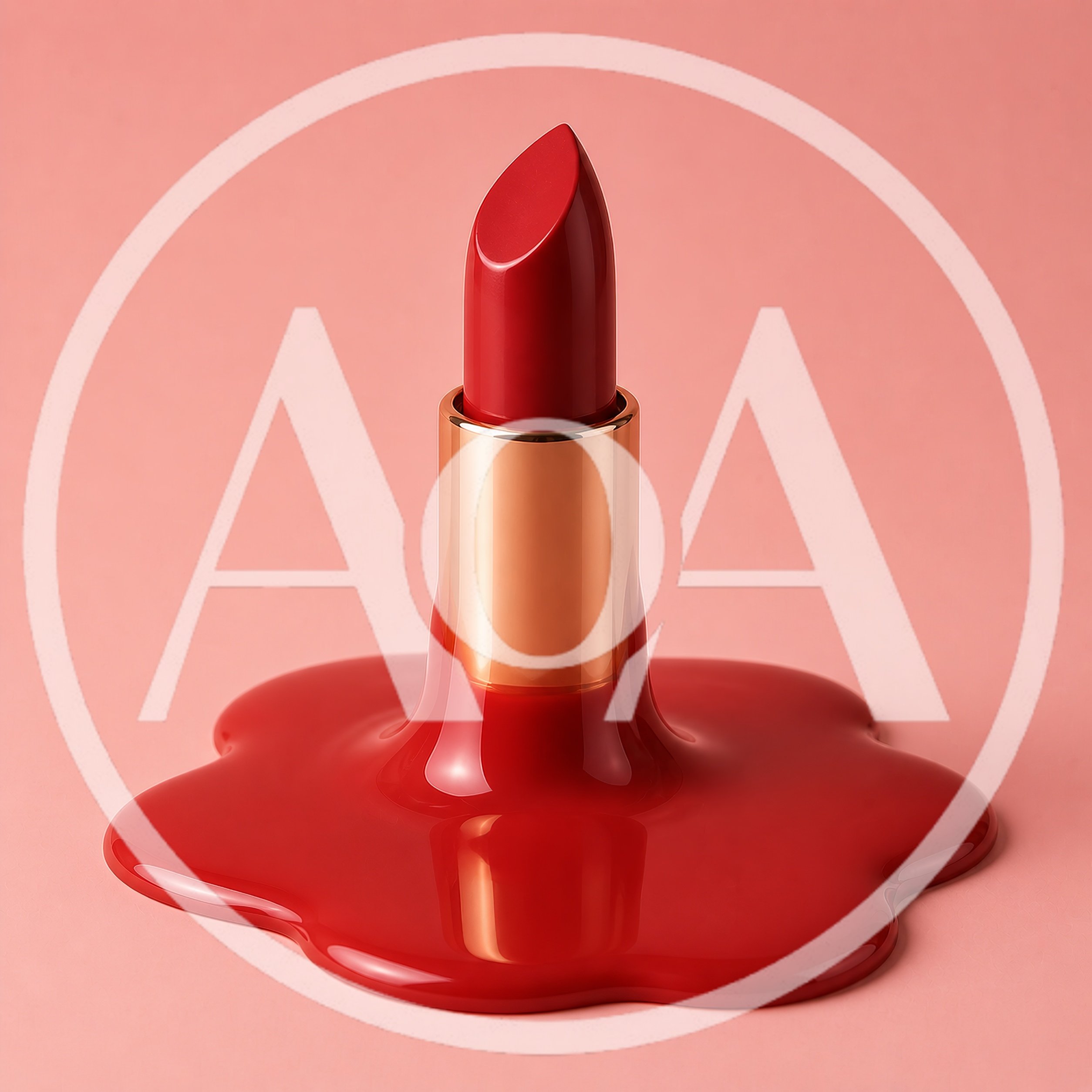 Melting Red Lipstick On A Pink Background