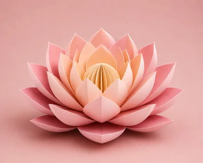 Paper Lotus Flower Sculpture on Pink Background
