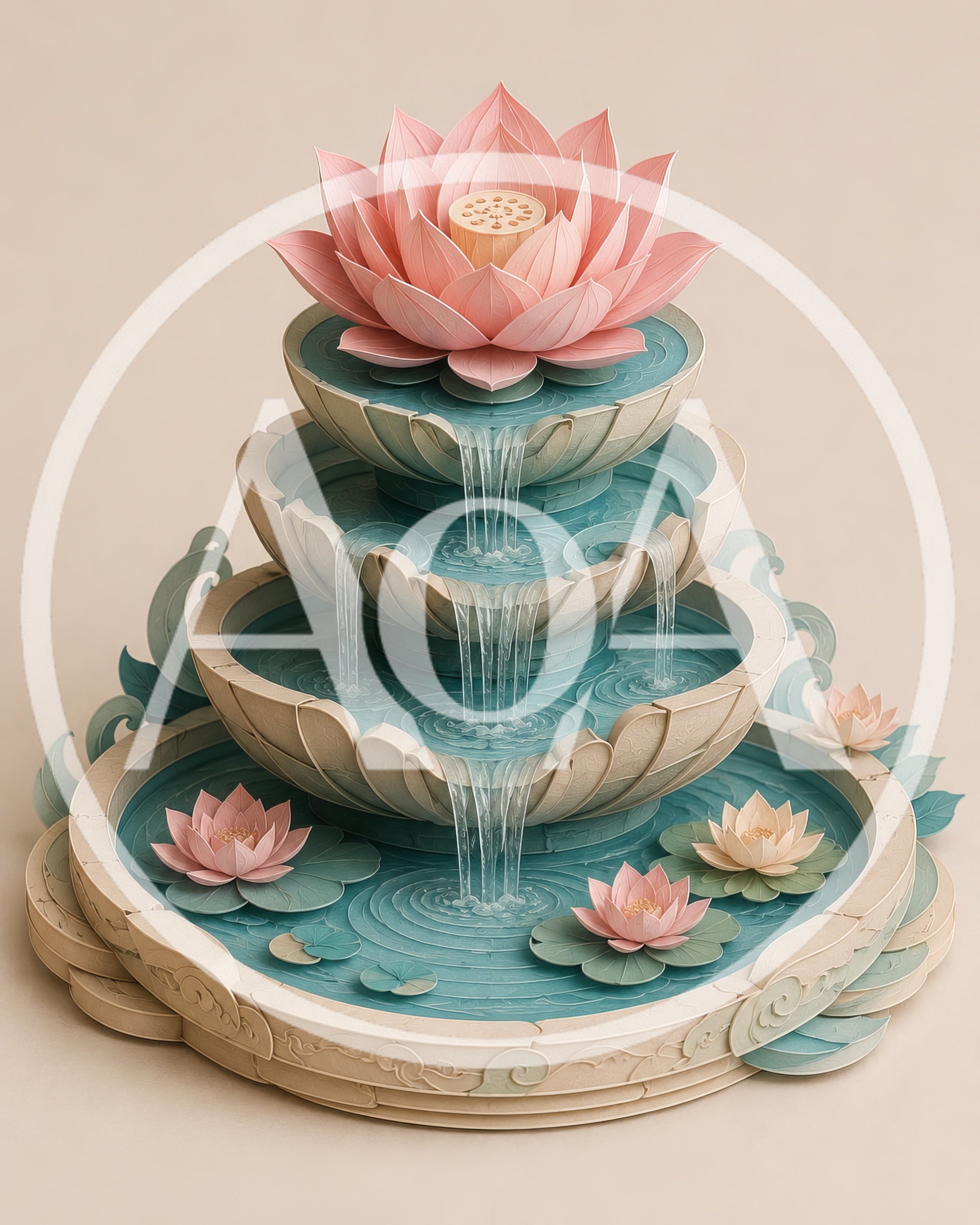 Three Tiered Lotus Flower Water Fountain