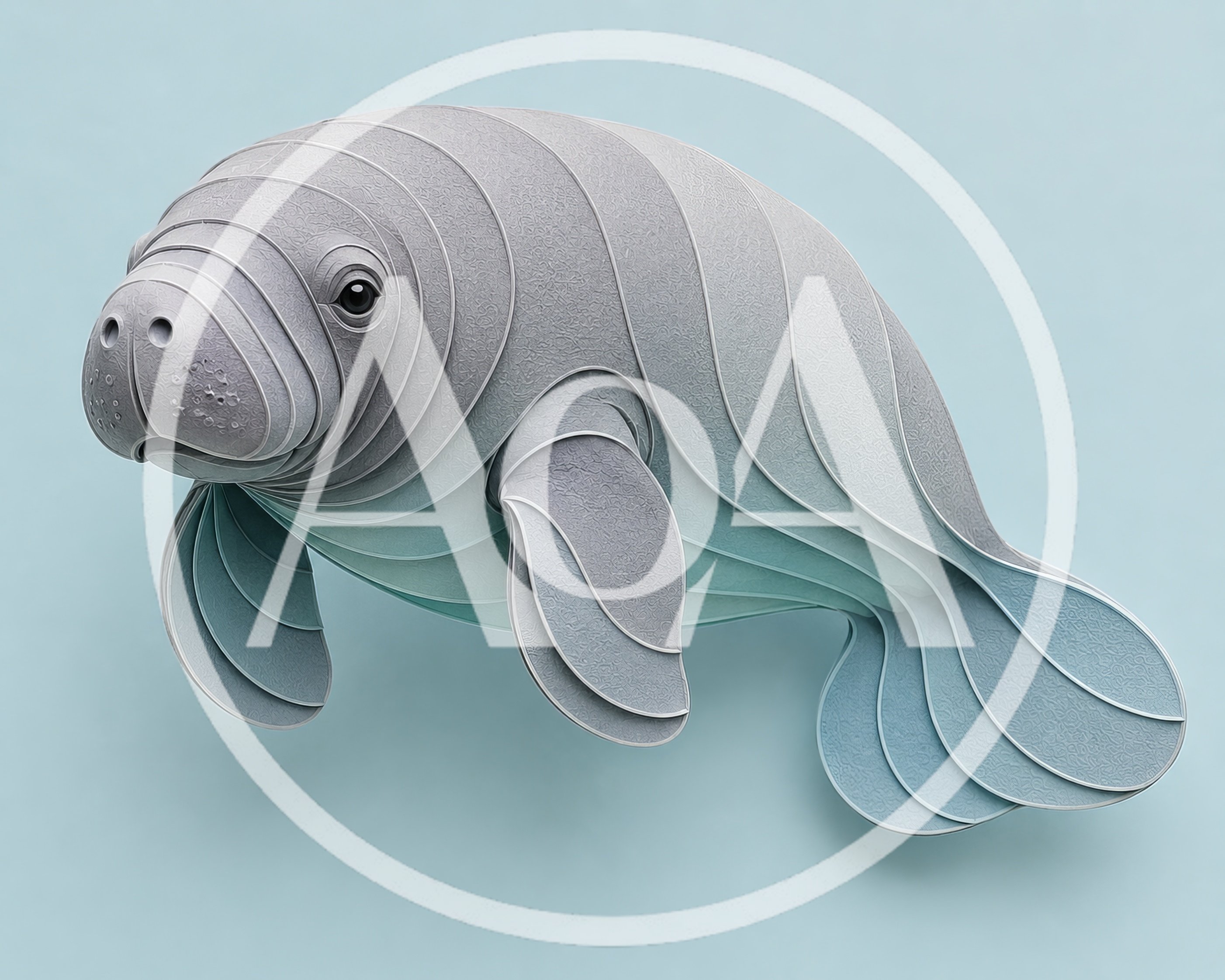 Layered Paper Art Manatee Sculpture