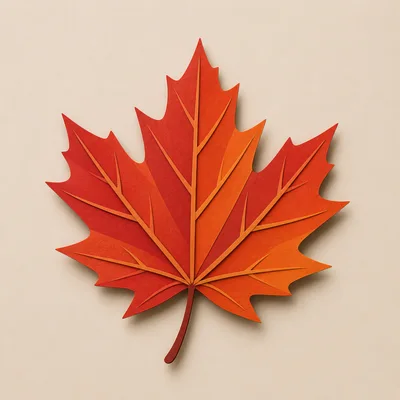 Paper Cutout Maple Leaf Illustration