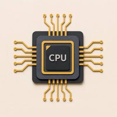 3D Rendered Central Processing Unit Chip Icon