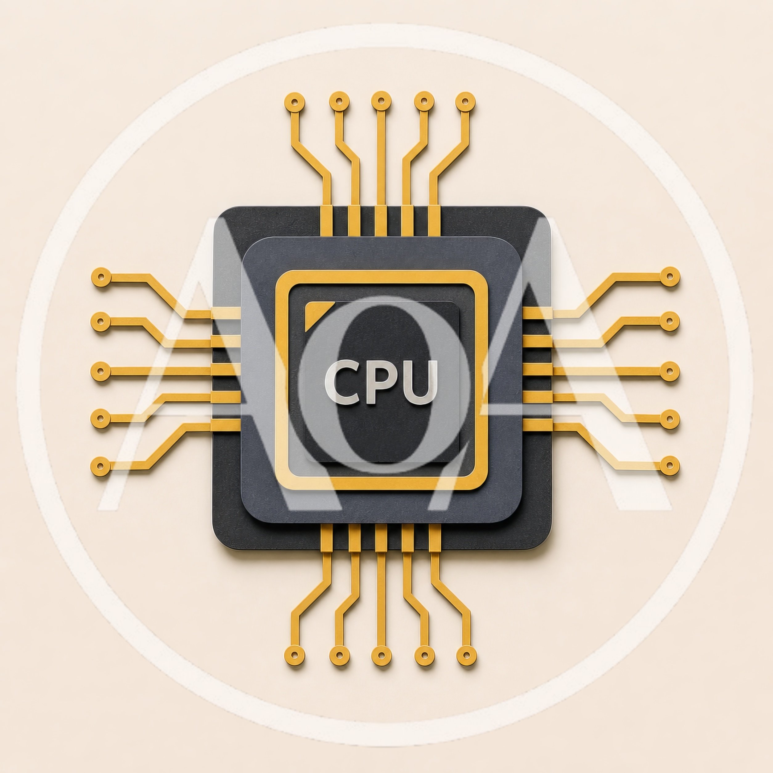 3D Rendered Central Processing Unit Chip Icon