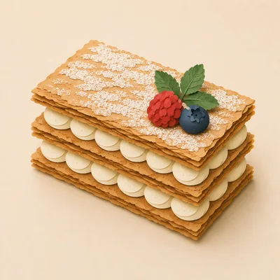 Paper Craft Mille-Feuille Pastry With Berries