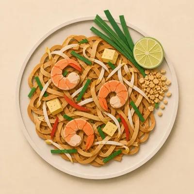 Paper Craft Illustration Of Pad Thai Noodles