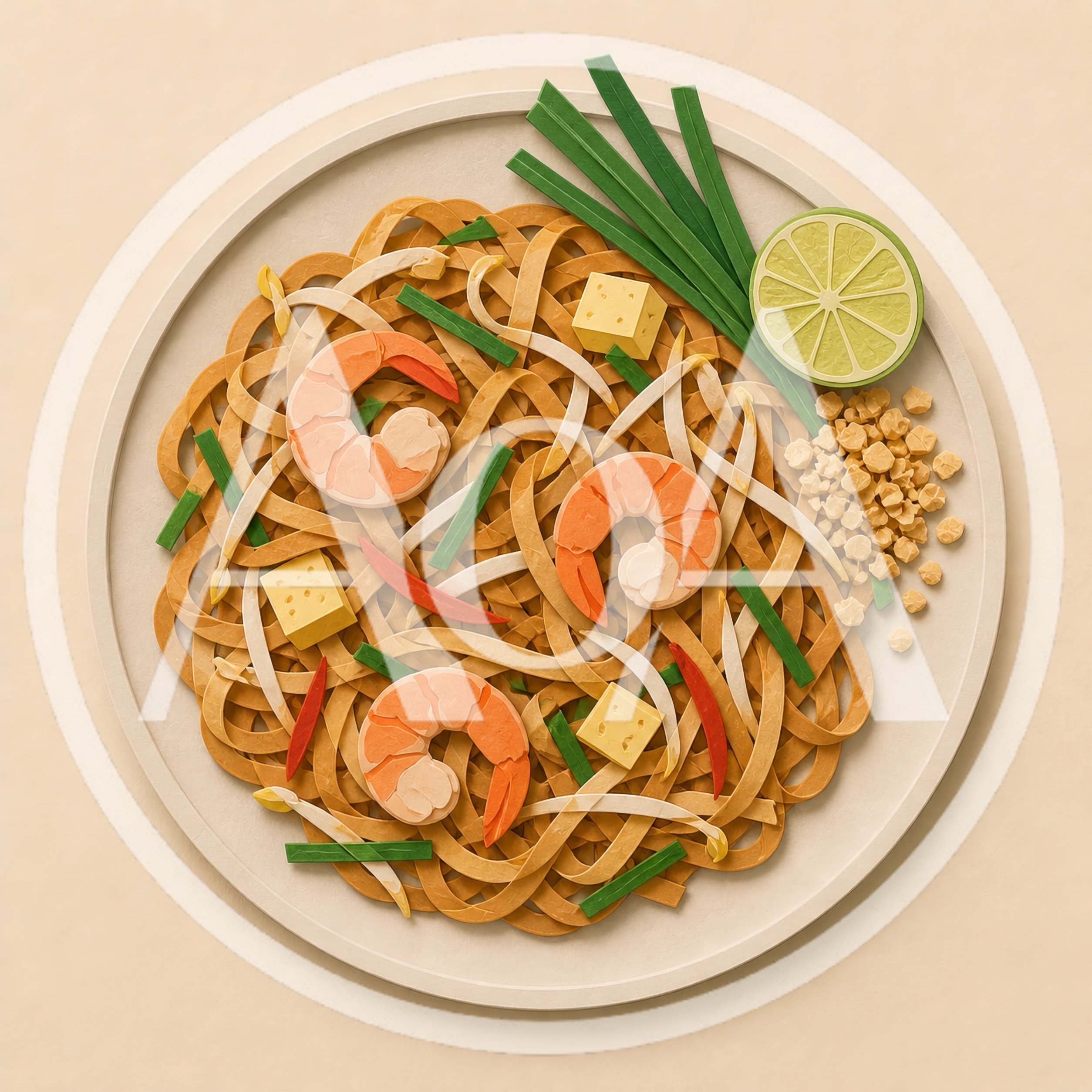 Paper Craft Illustration Of Pad Thai Noodles