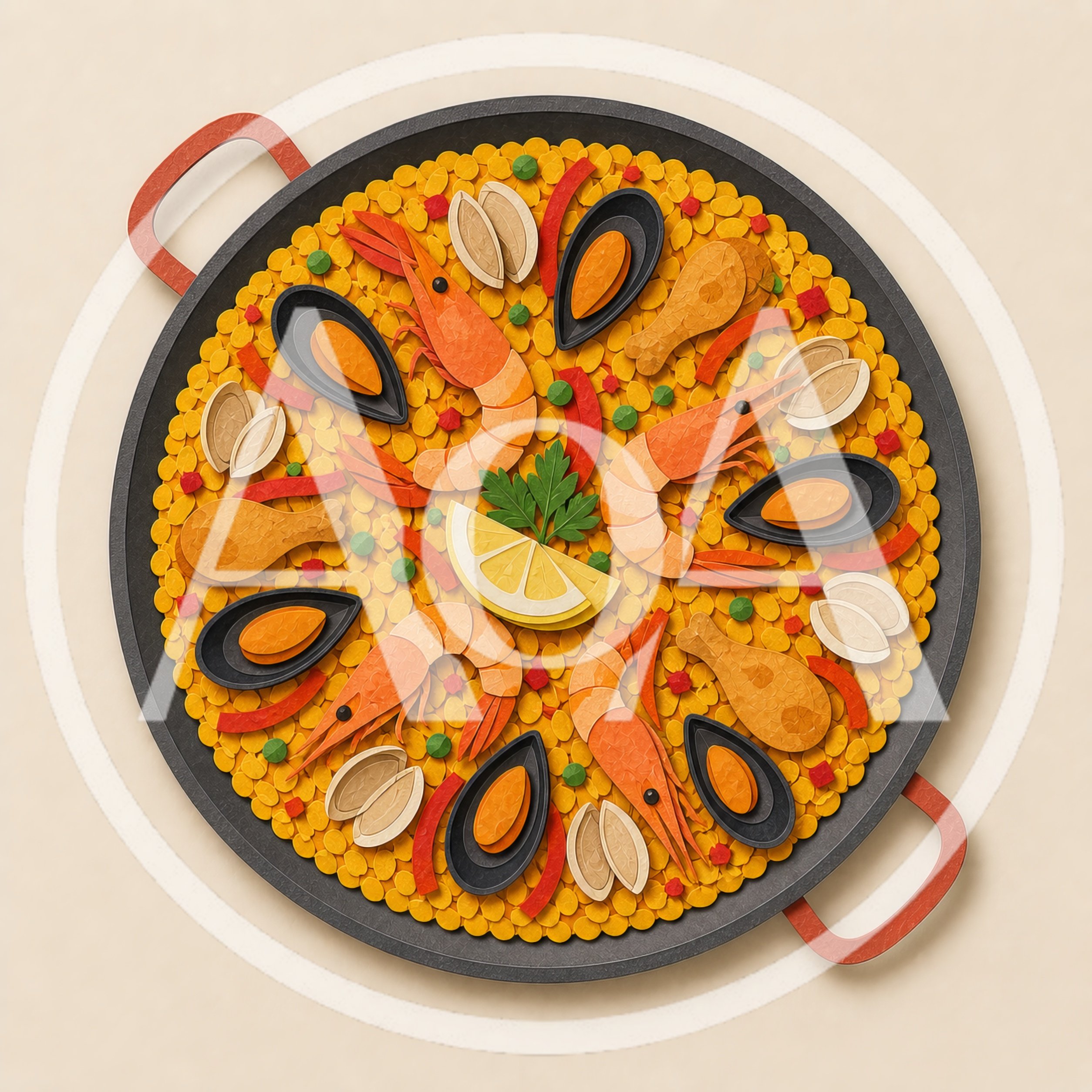 Paper Craft Illustration Of A Traditional Spanish Paella