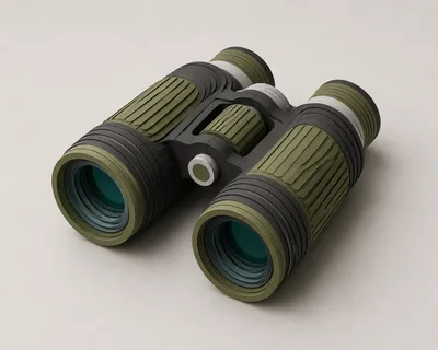 Modern Tactical Binoculars On A Neutral Background