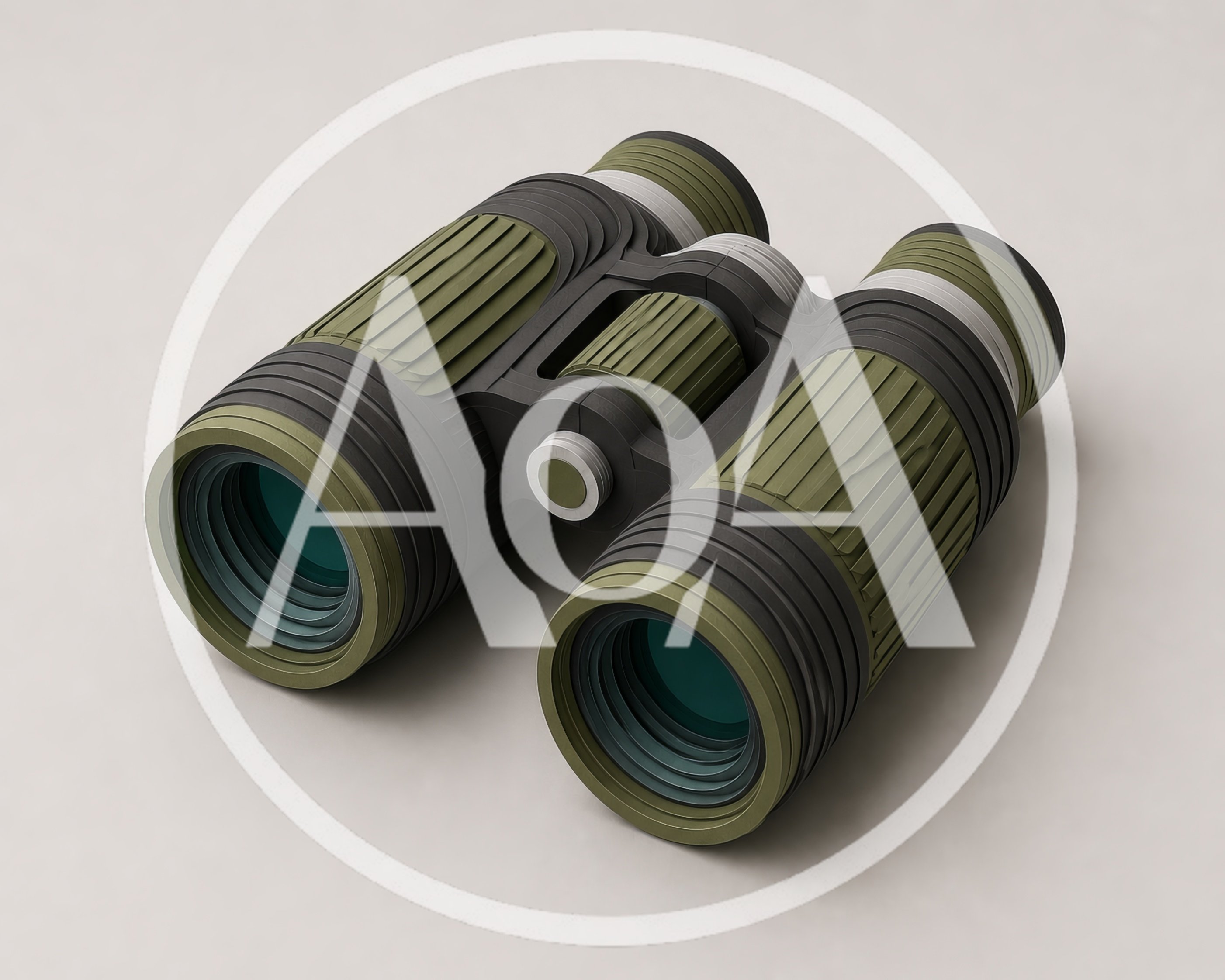 Modern Tactical Binoculars On A Neutral Background