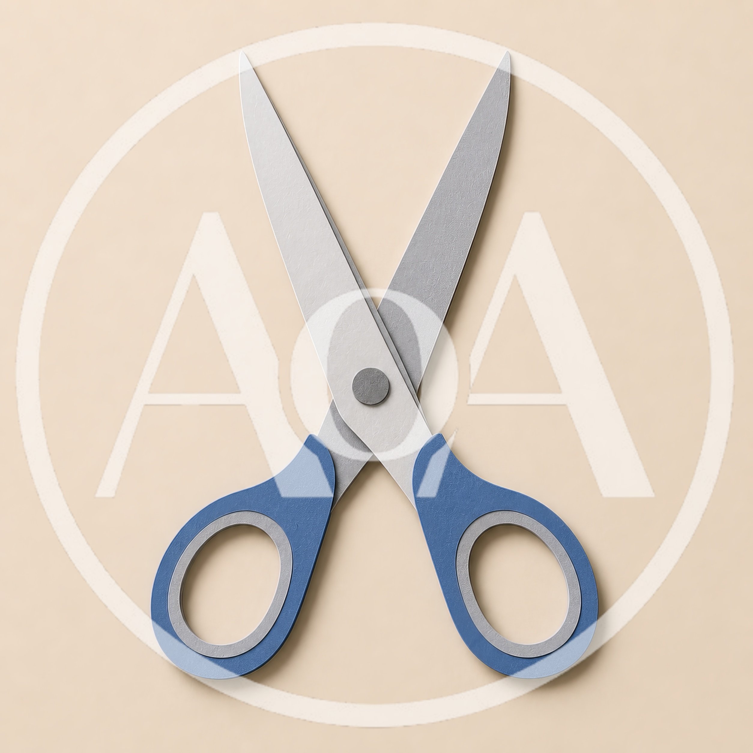 Blue Handled Scissors Isolated On Beige Background