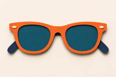 Paper Cutout Orange Sunglasses On Beige Background