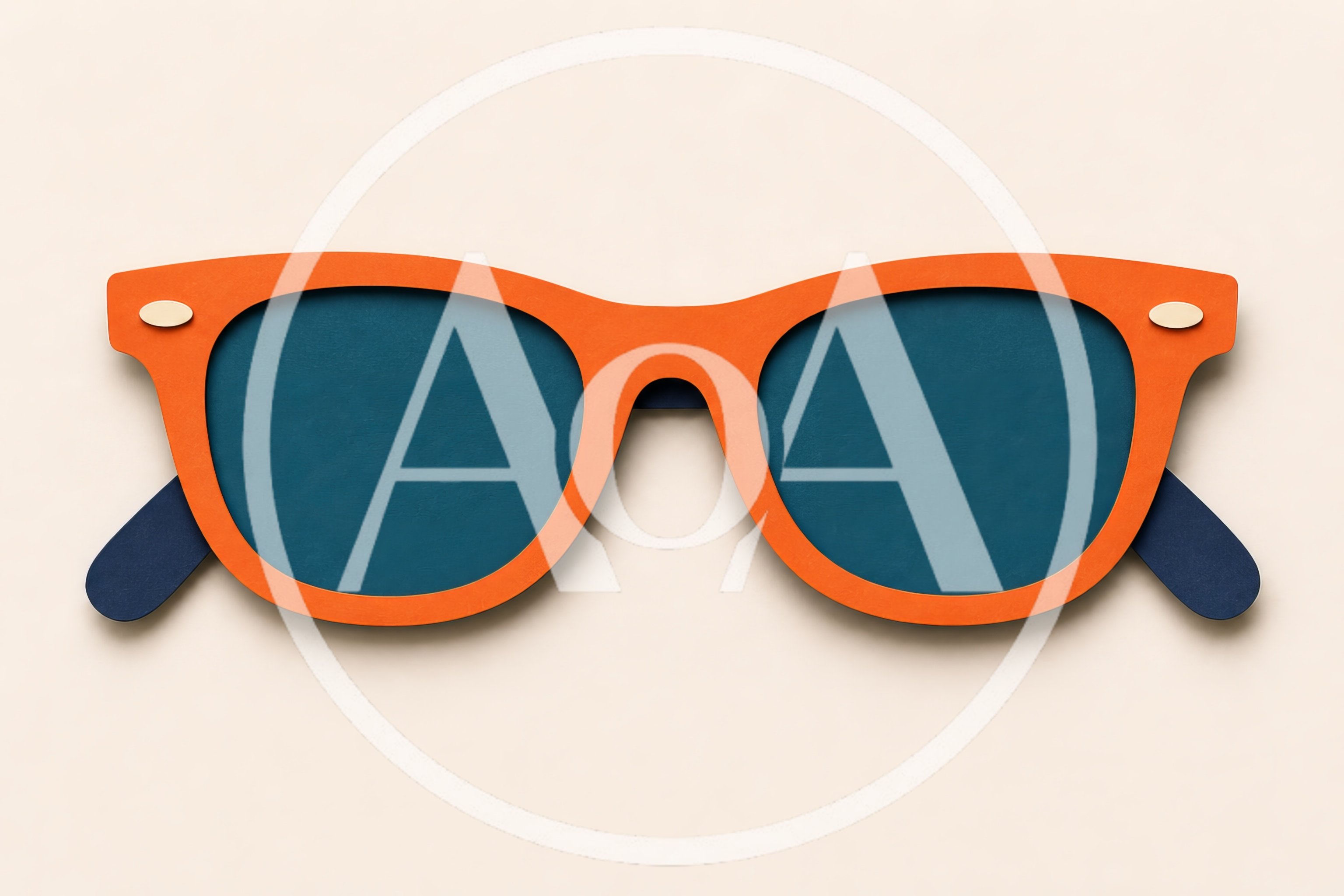 Paper Cutout Orange Sunglasses On Beige Background