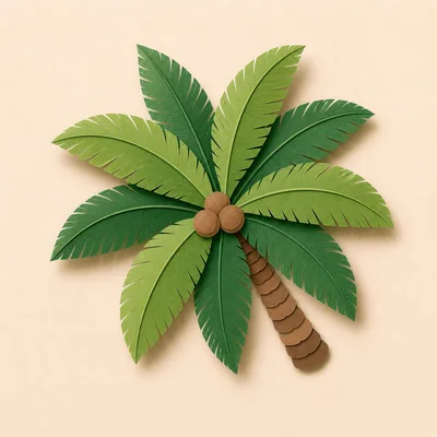 Paper Craft Palm Tree Illustration