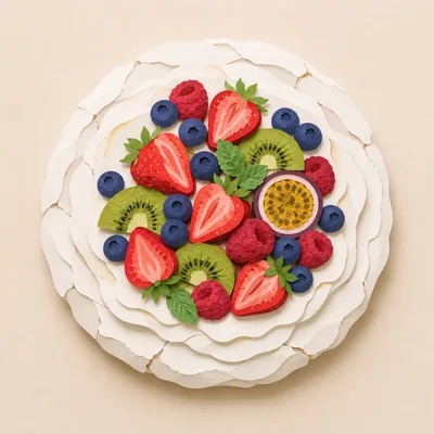 Paper Craft Fruit Topped Pavlova Dessert