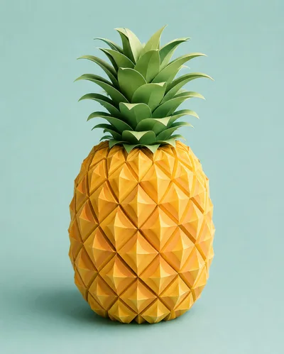 Geometric Paper Craft Pineapple On Pastel Background