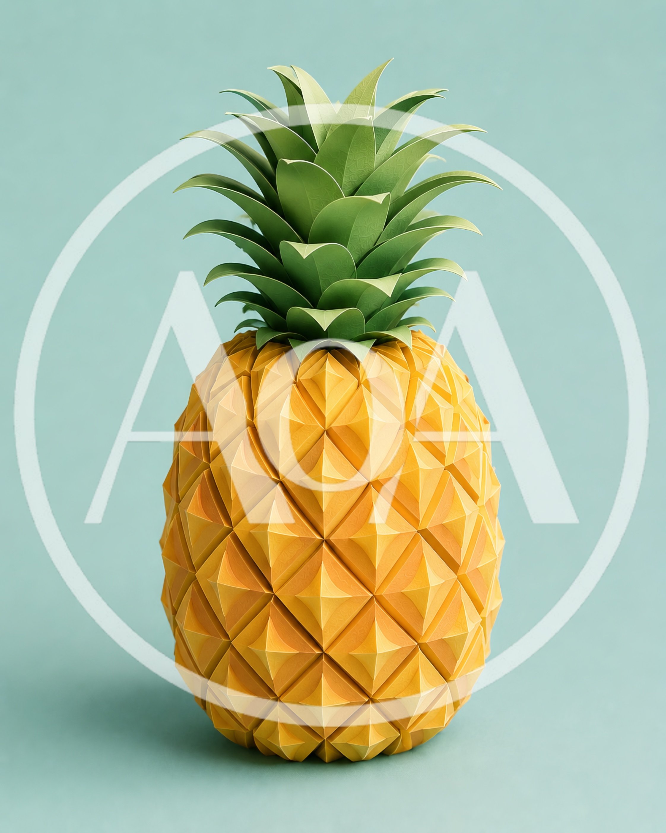 Geometric Paper Craft Pineapple On Pastel Background