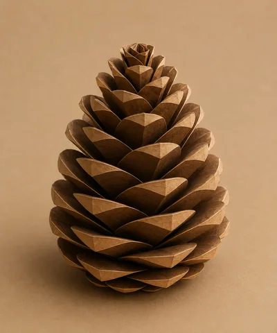 Origami Pine Cone Made Of Brown Paper