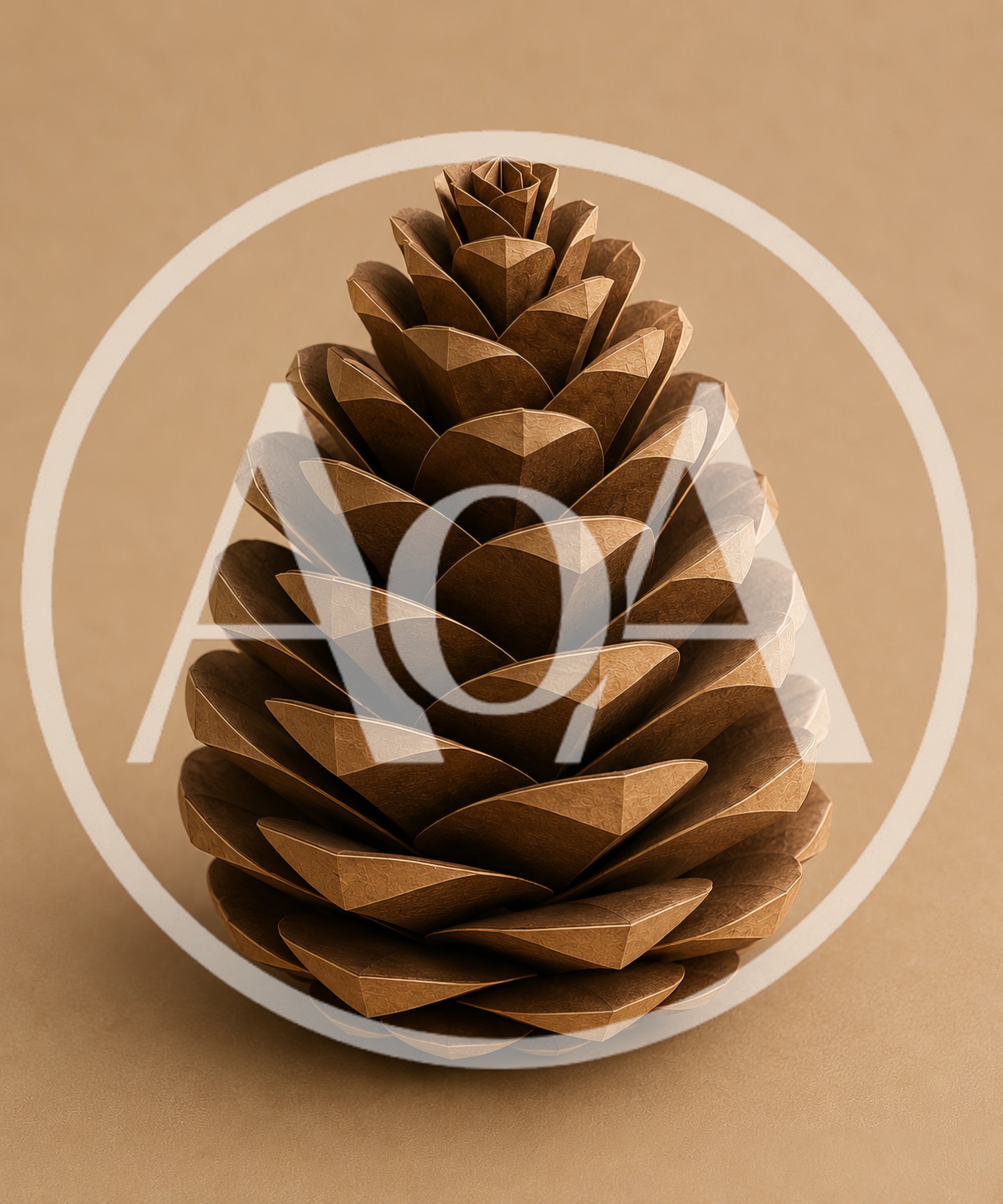 Origami Pine Cone Made Of Brown Paper