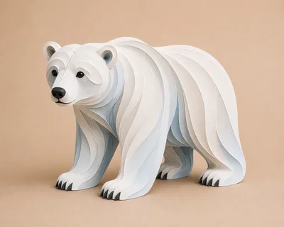 Layered Paper Art Sculpture Of A Polar Bear