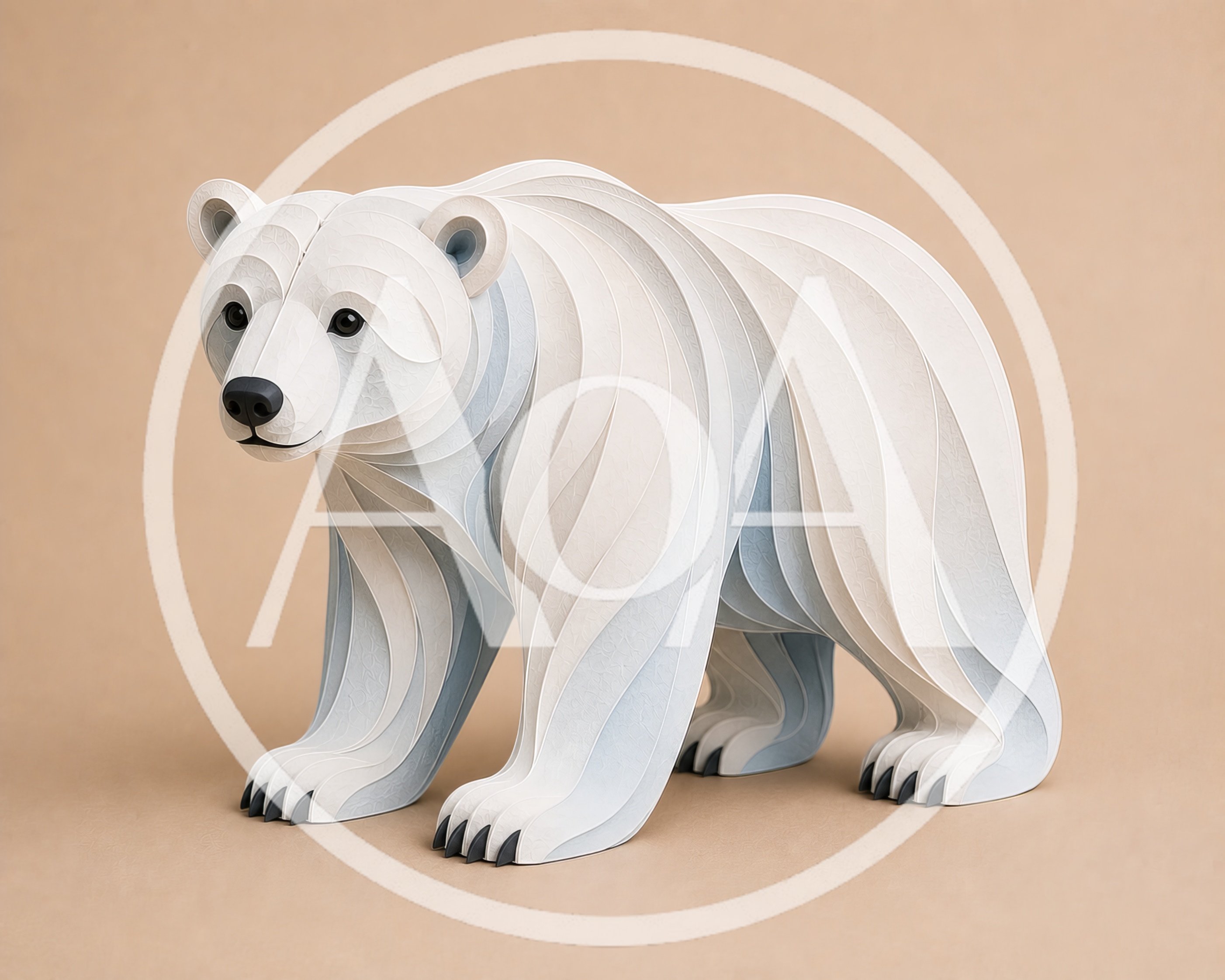 Layered Paper Art Sculpture Of A Polar Bear