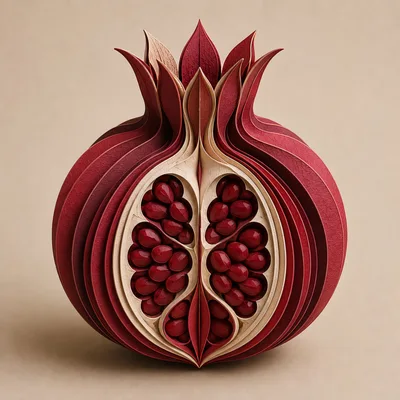 Paper Craft Pomegranate Cross Section Art