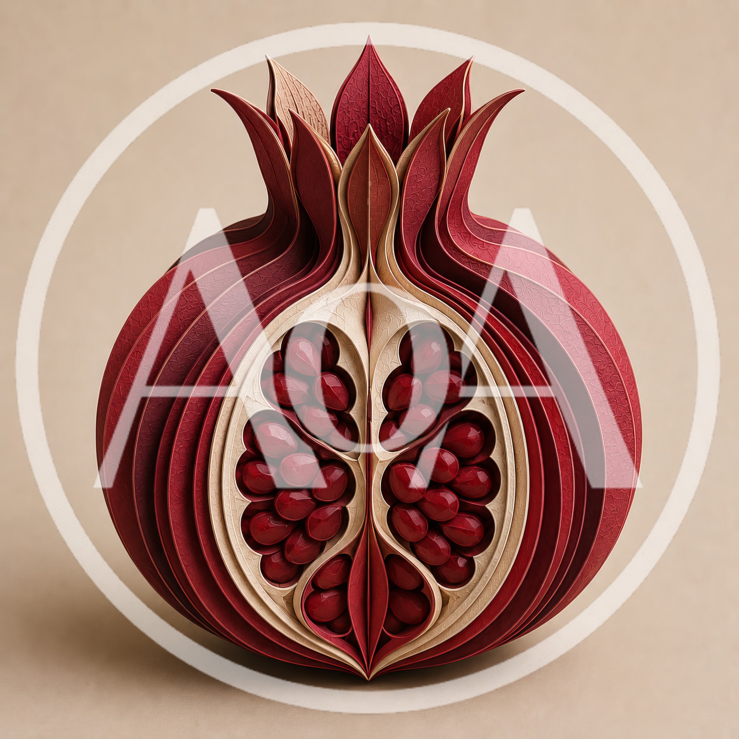 Paper Craft Pomegranate Cross Section Art