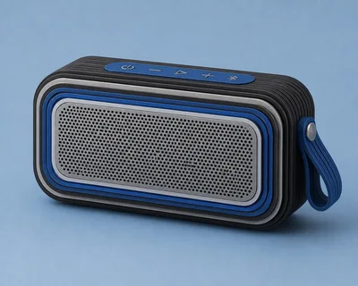 Portable Bluetooth Speaker With Blue And Black Design