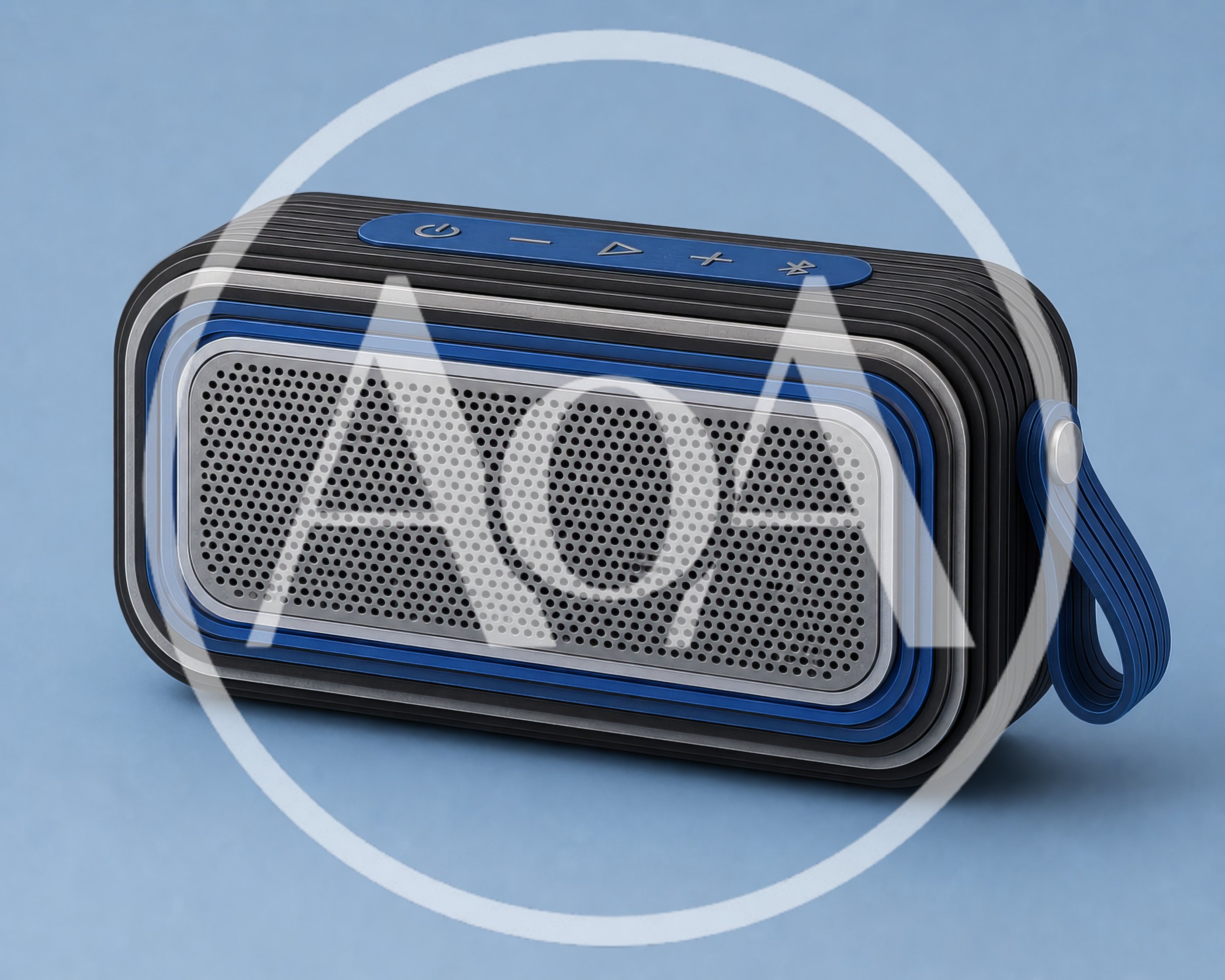 Portable Bluetooth Speaker With Blue And Black Design