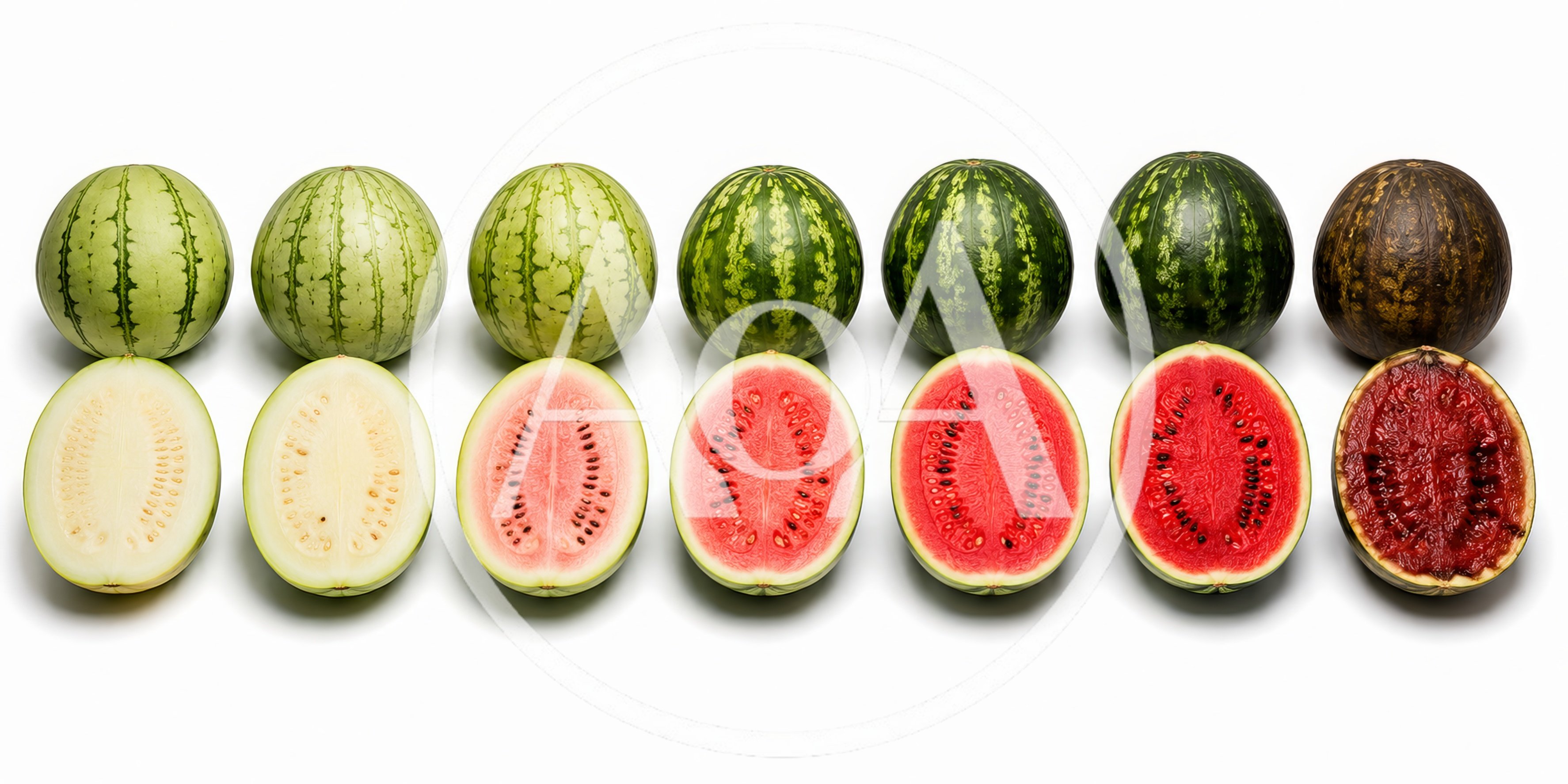 Evolution Of Watermelon Ripeness From Pale To Overripe