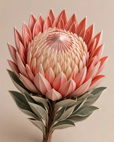 Paper Art Protea Flower Sculpture