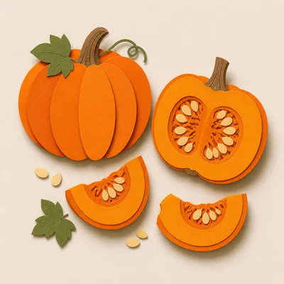 Paper Cutout Pumpkin Illustration Set