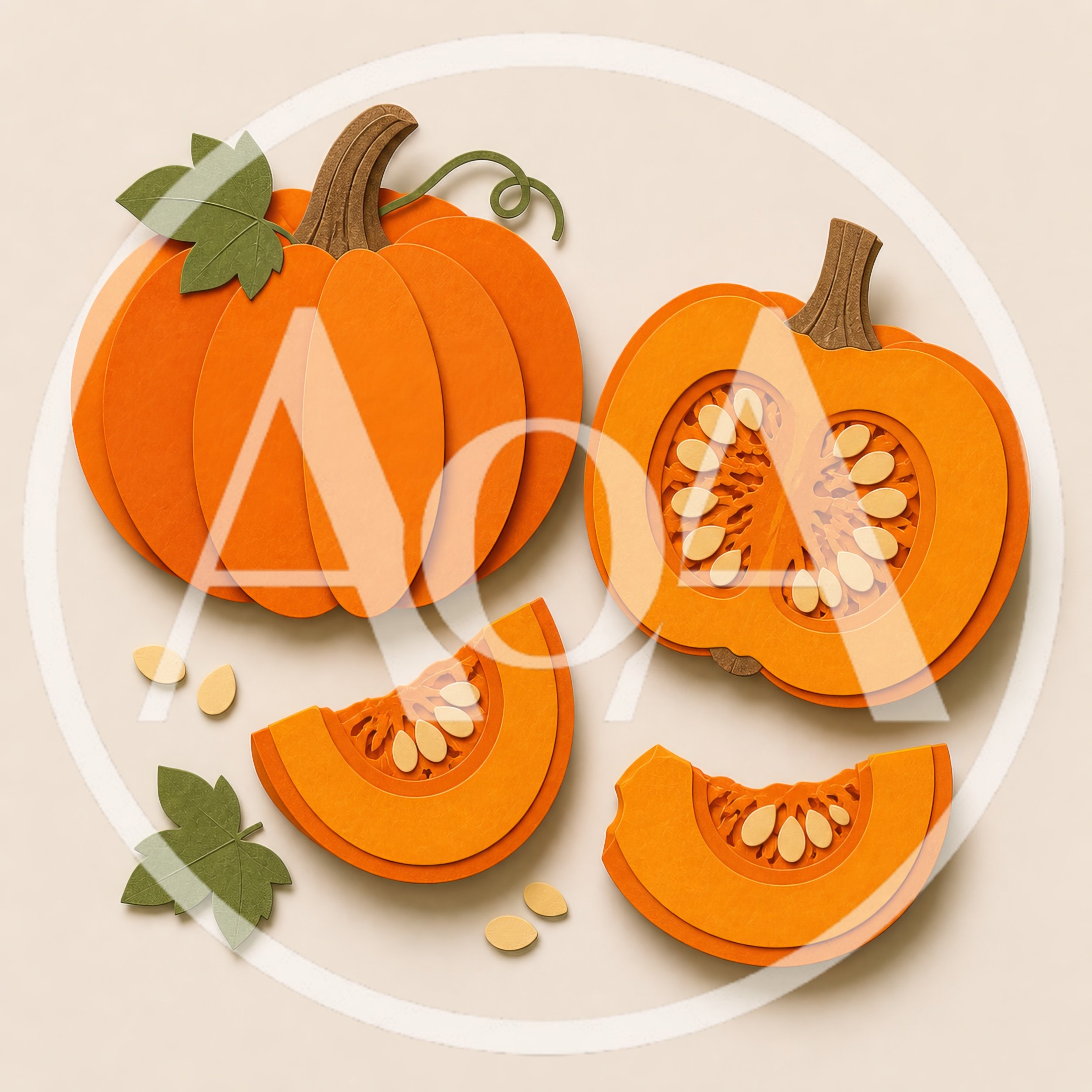 Paper Cutout Pumpkin Illustration Set