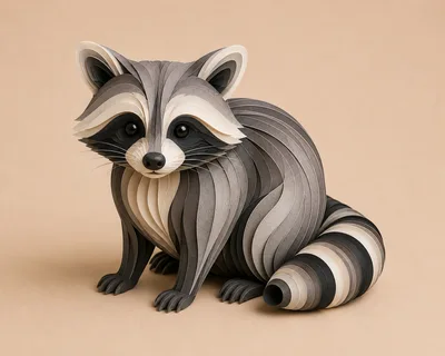 Paper Quilling Art Of A Raccoon