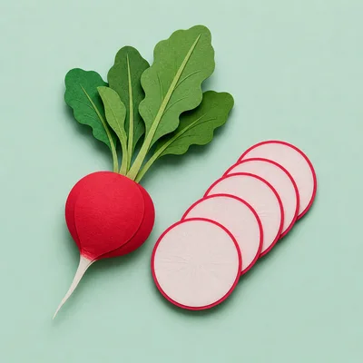 Paper Craft Radish With Sliced Pieces