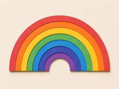 Layered Paper Cutout Rainbow Illustration