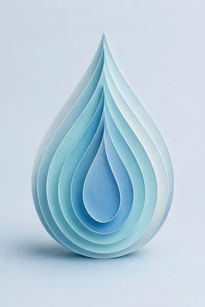Abstract Layered Paper Cutout Water Drop Illustration