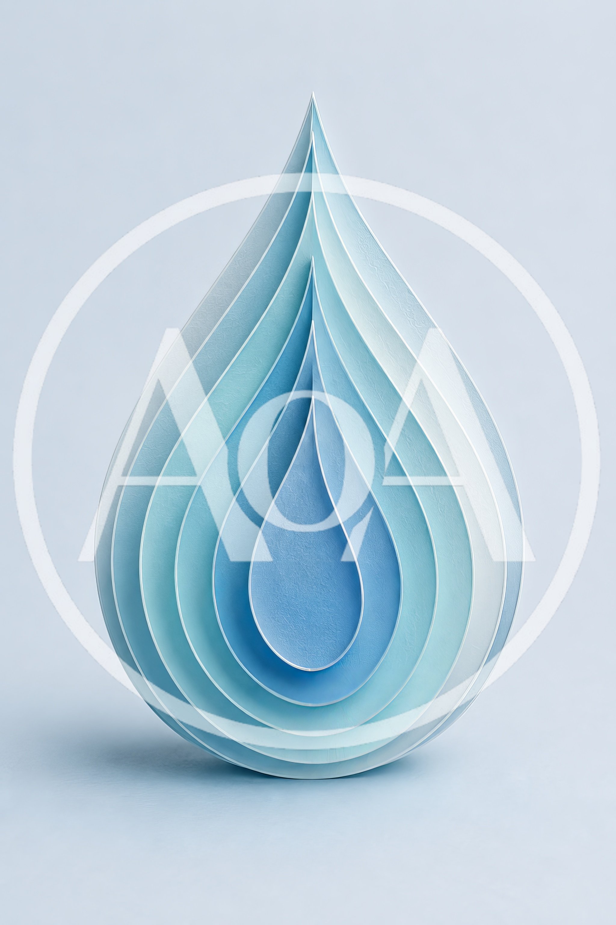 Abstract Layered Paper Cutout Water Drop Illustration