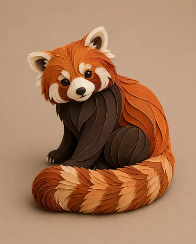 Paper Quilling Art Of A Red Panda