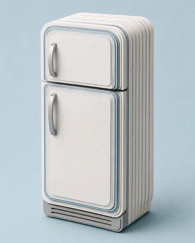 Retro Style Refrigerator With Layered Design