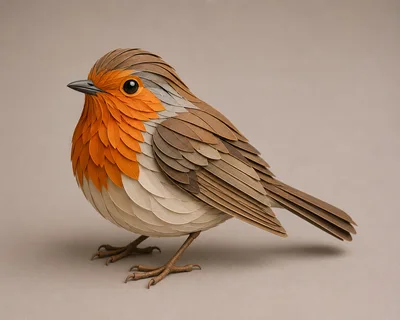 Paper Craft Robin Bird Sculpture