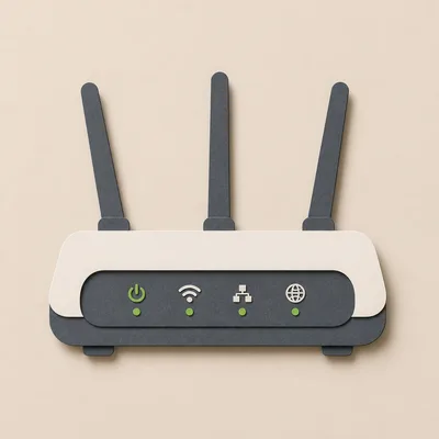 Minimalist 3D Illustration of a Wireless Internet Router