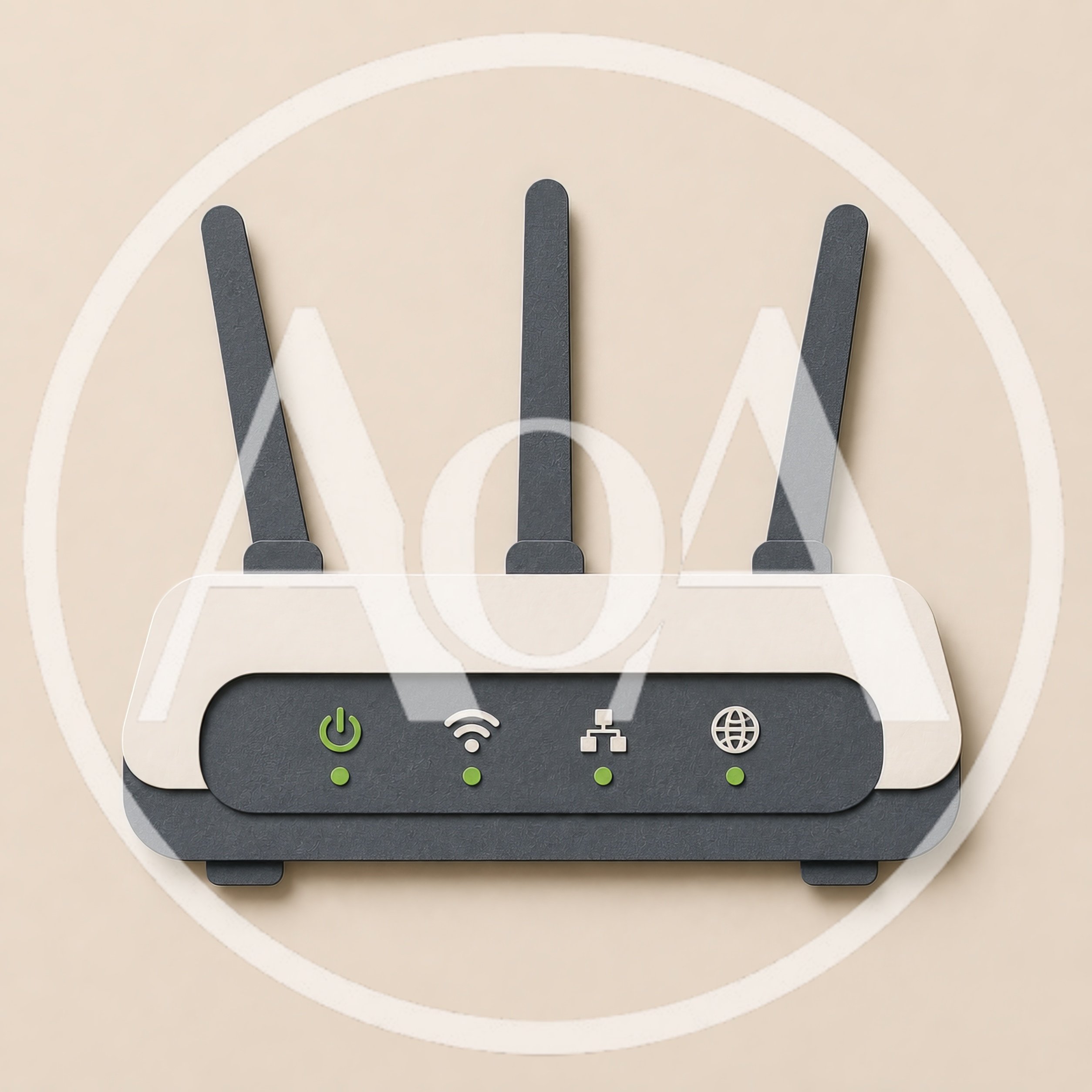 Minimalist 3D Illustration of a Wireless Internet Router