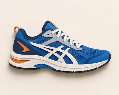 Blue And Orange Athletic Running Shoe