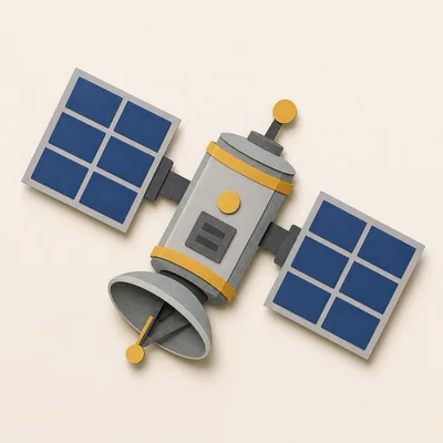 Paper Craft Satellite Illustration On Beige Background