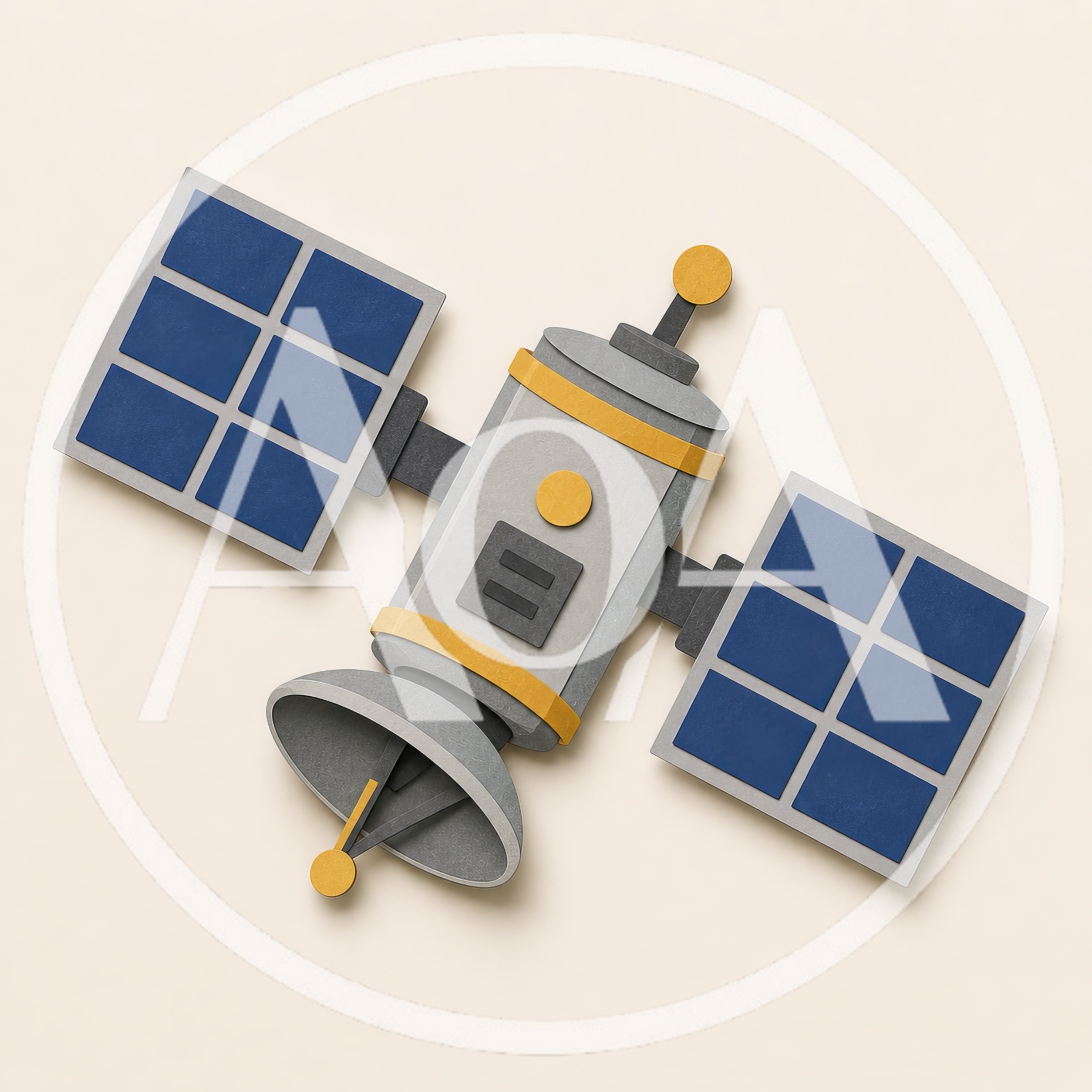 Paper Craft Satellite Illustration On Beige Background