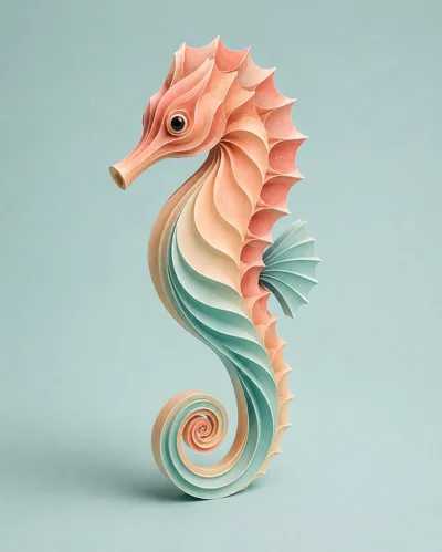 Paper Quilling Seahorse Sculpture